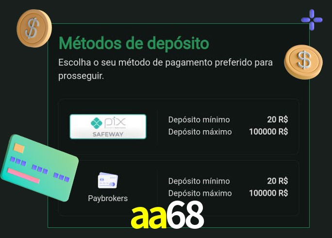 O cassino aa68 oferece uma grande variedade de métodos de pagamento